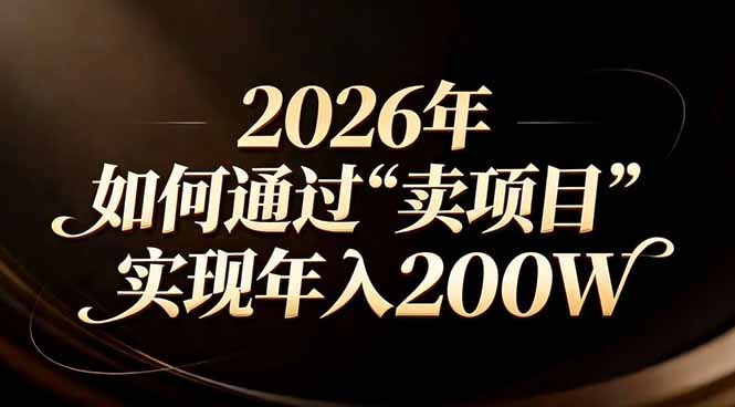 站在2026年的十字路口:一个普通人如何通过卖项目实现年入200万-搞薯条网