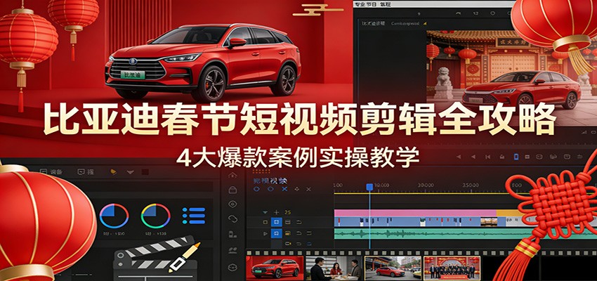 比亚迪春节短视频剪辑全攻略,4大爆款案例实操教学-搞薯条网