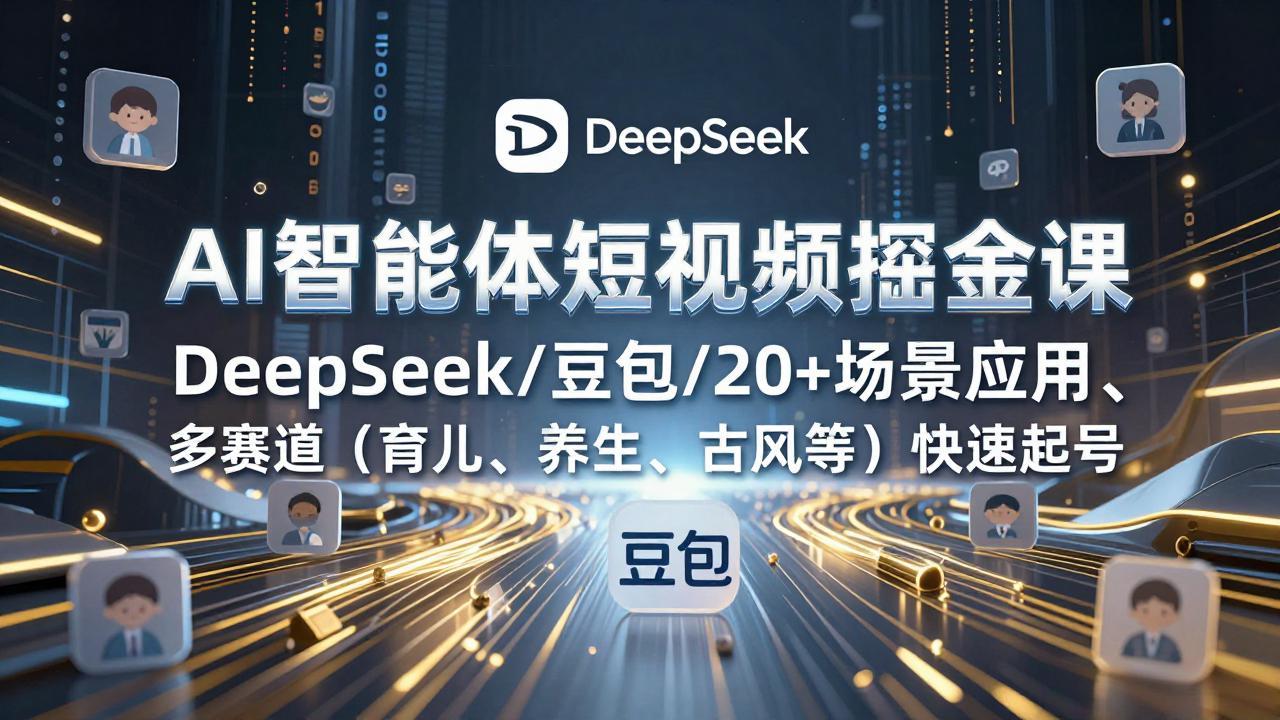 AI智能体短视频掘金课,DeepSeek/豆包/20+场景应用、多赛道(育儿、养生、古风等-搞薯条网