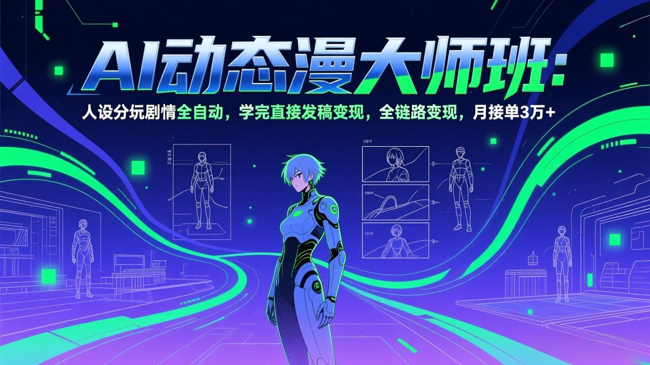 AI动态漫剧大师班:人设分镜剧情全自动,学完直接发稿变现,全链路变现,月接单3万+-搞薯条网
