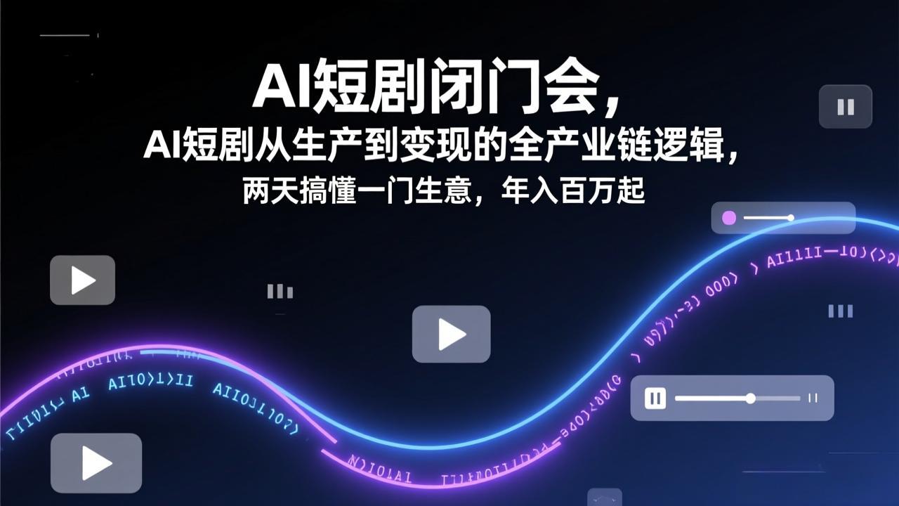 AI短剧闭门会,AI短剧从生产到变现的全产业链逻辑,两天搞懂一门生意,年入百万起-搞薯条网