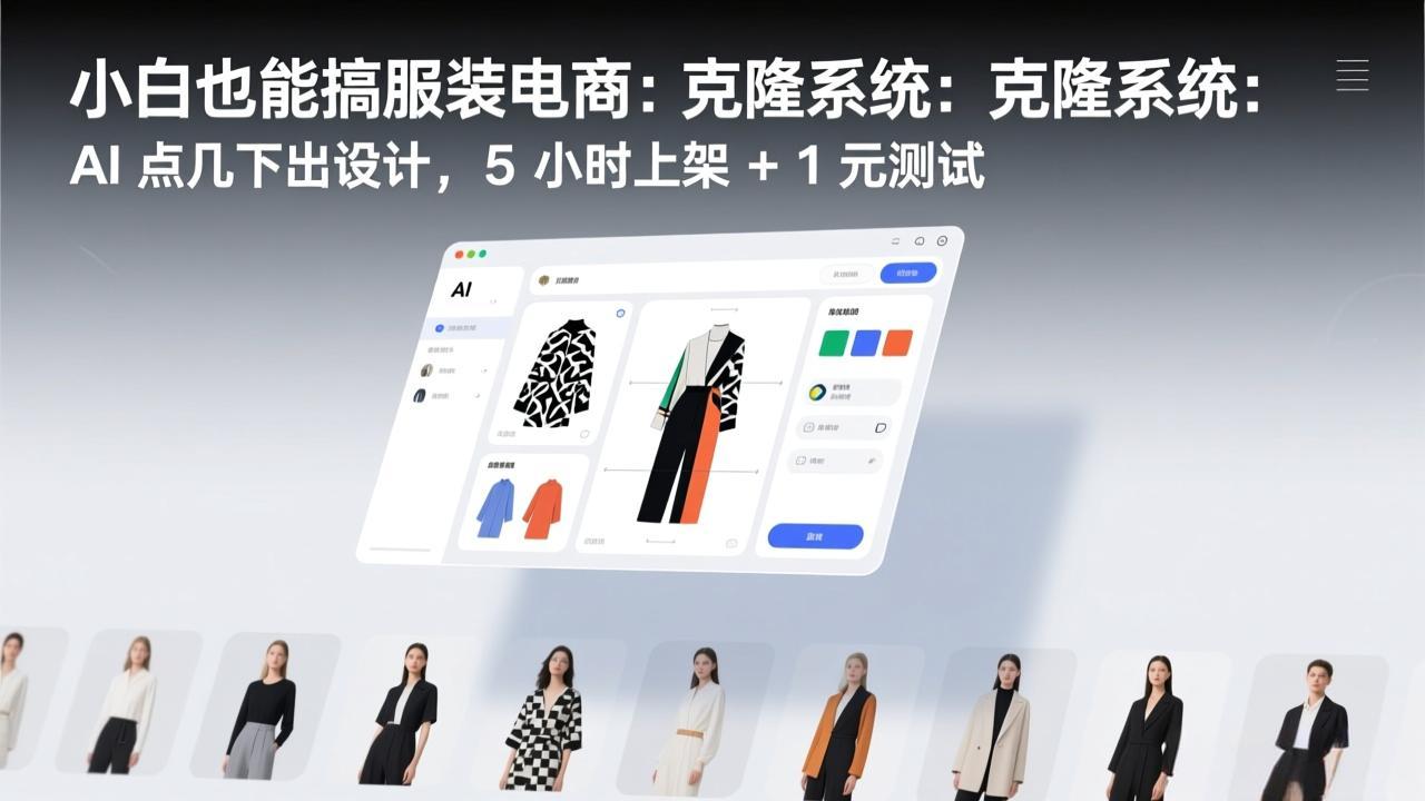 小白也能搞服装电商:克隆系统:AI 点几下出设计,5 小时上架 + 1 元测试-搞薯条网