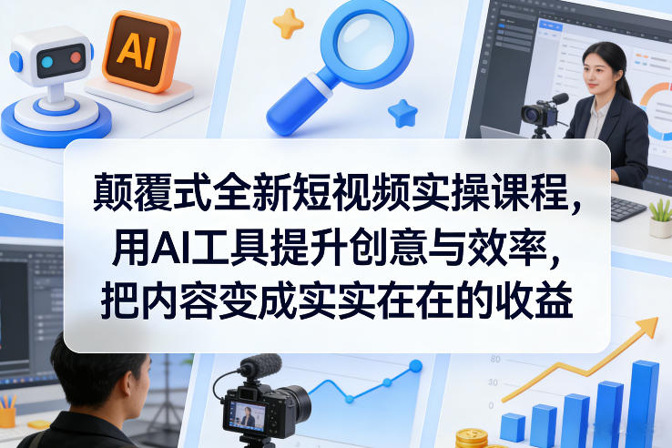 颠覆式全新短视频实操课程,用AI工具提升创意与效率,把内容变成实实在在的收益-搞薯条网