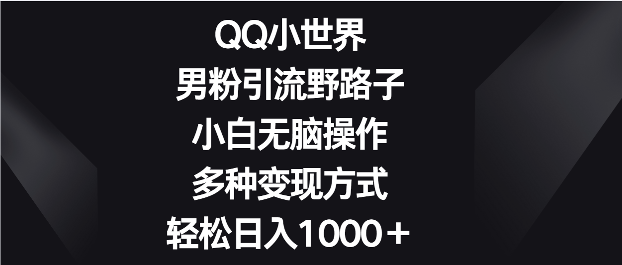 QQ小世界男粉引流野路子，小白无脑操作，多种变现方式轻松日入1000＋ - 搞薯条网-搞薯条网