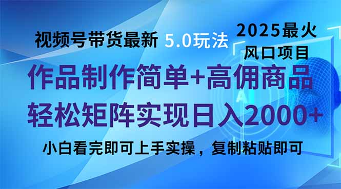 视频号带货最新5.0玩法，作品制作简单，当天起号，复制粘贴，轻松矩阵… - 搞薯条网-搞薯条网