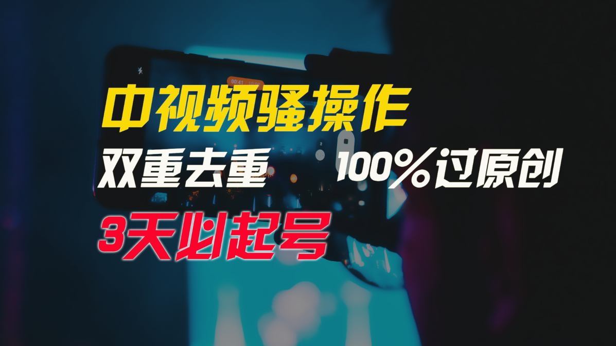 中视频骚操作，双重去重100%过原创，3天比必起号，简单无脑，月入3W+ - 搞薯条网-搞薯条网