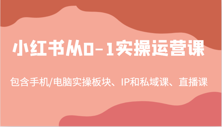 小红书从0-1实操运营课，包含手机/电脑实操板块、IP和私域课、直播课(97节) - 搞薯条网-搞薯条网