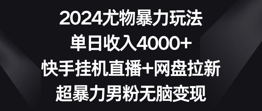 2024尤物暴力玩法 单日收入4000+快手挂机直播+网盘拉新 超暴力男粉无脑变现 - 搞薯条网-搞薯条网