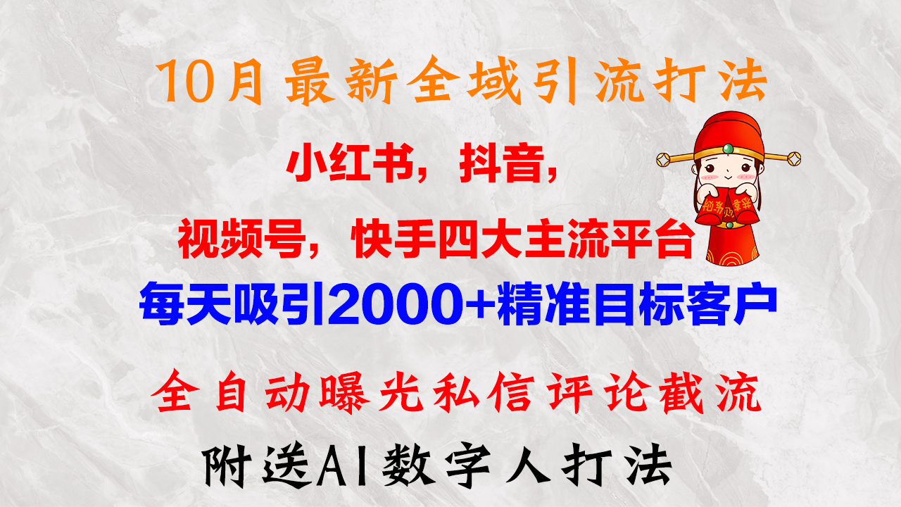 10月最新小红书，抖音，视频号，快手四大平台全域引流，，每天吸引2000… - 搞薯条网-搞薯条网