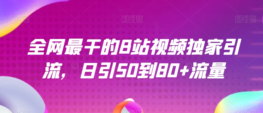 全网最干的B站视频独家引流，日引50到80+流量【揭秘】 - 搞薯条网-搞薯条网