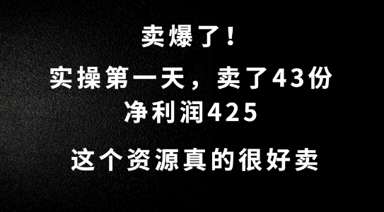 这个资源，需求很大，实操第一天卖了43份，净利润425【揭秘】 - 搞薯条网-搞薯条网