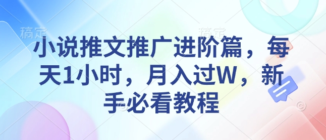 小说推文推广进阶篇，每天1小时，月入过W，新手必看教程 - 搞薯条网-搞薯条网