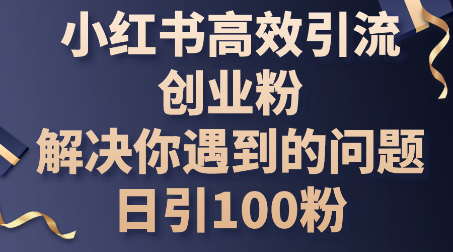 小红书高效引流创业粉，解决你遇到的问题，日引100粉 - 搞薯条网-搞薯条网