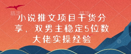 小说推文项目干货分享，双男主稳定5位数大佬实操经验 - 搞薯条网-搞薯条网