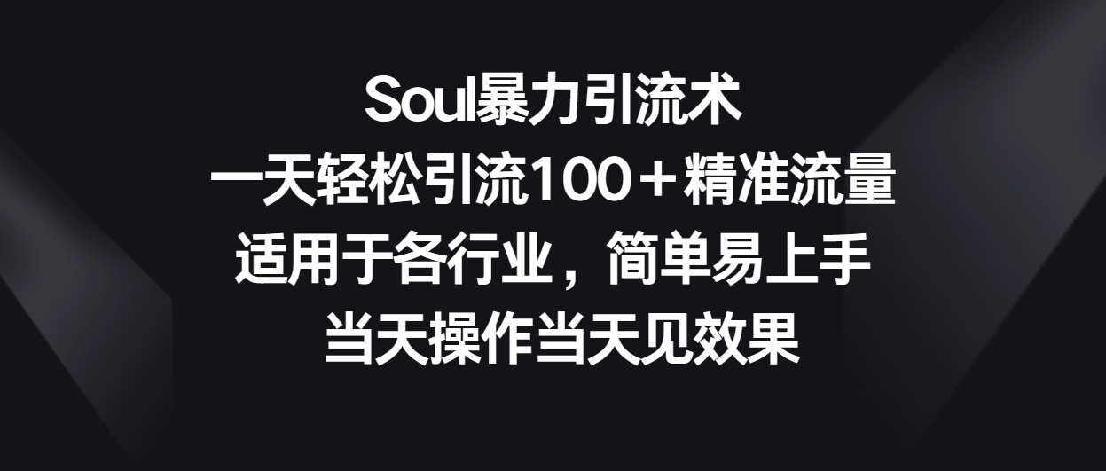 Soul暴力引流术，一天轻松引流100＋精准流量，适用于各行业，简单易上手！ - 搞薯条网-搞薯条网