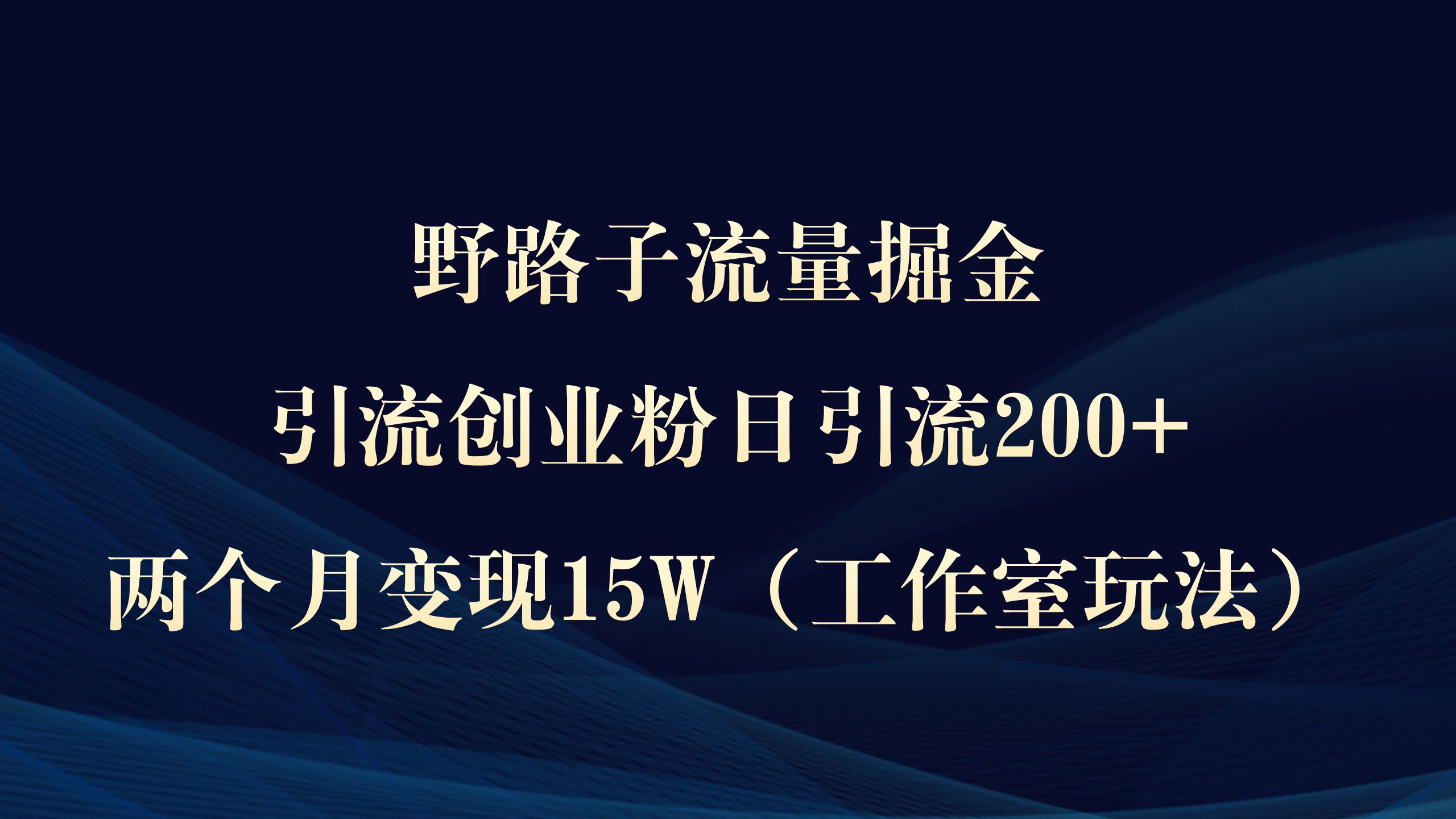 (9513期)野路子流量掘金，引流创业粉日引流200+，两个月变现15W(工作室玩法)) - 搞薯条网-搞薯条网