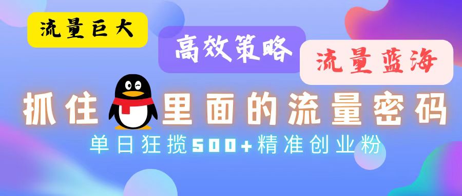 流量蓝海，抓住QQ里面的流量密码！高效策略，单日狂揽500+精准创业粉 - 搞薯条网-搞薯条网