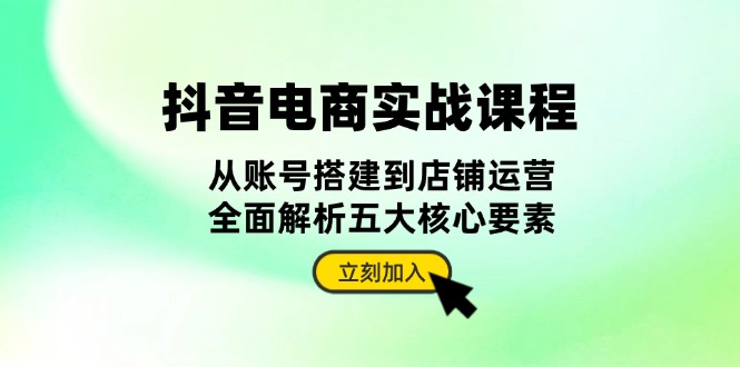 抖音 电商实战课程：从账号搭建到店铺运营，全面解析五大核心要素 - 搞薯条网-搞薯条网