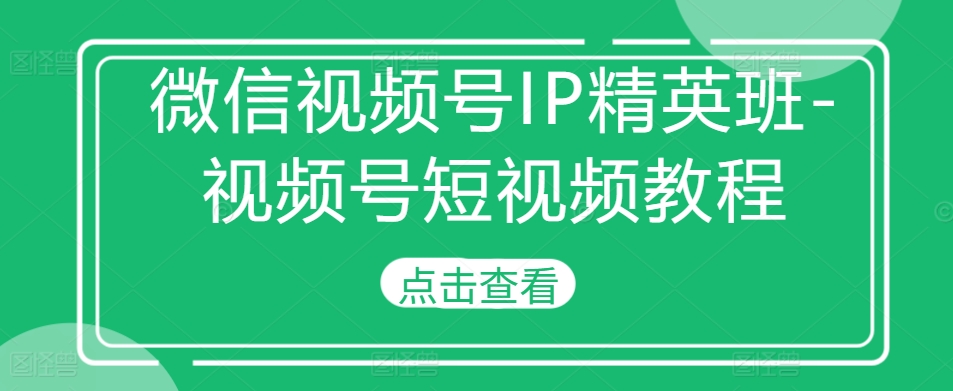 微信视频号IP精英班-视频号短视频教程 - 搞薯条网-搞薯条网