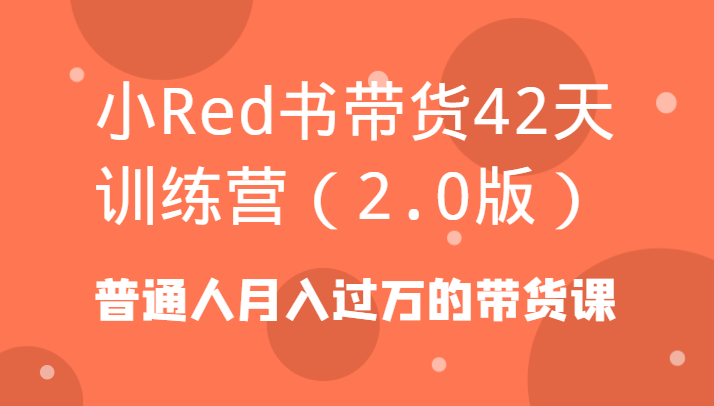 小Red书带货42天训练营(2.0版)普通人月入过万的带货课 - 搞薯条网-搞薯条网