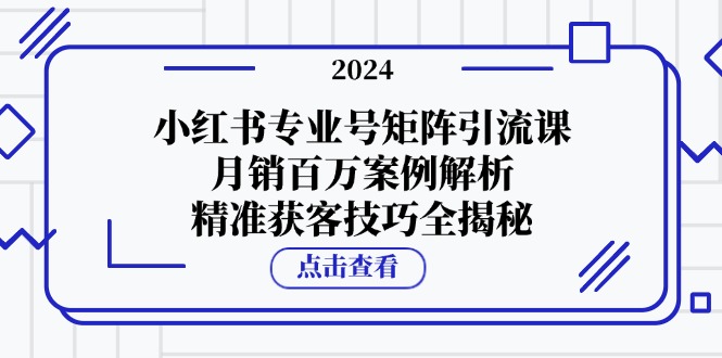 小红书专业号矩阵引流课，月销百万案例解析，精准获客技巧全揭秘 - 搞薯条网-搞薯条网