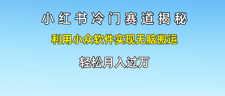 小红书冷门赛道揭秘,利用小众软件实现无脑搬运，轻松月入过万 - 搞薯条网-搞薯条网