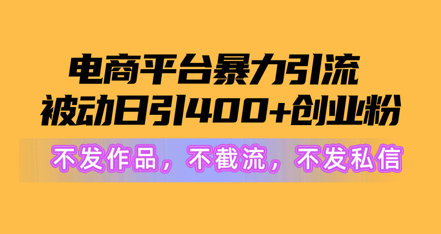 电商平台暴力引流,被动日引400+创业粉不发作品，不截流，不发私信 - 搞薯条网-搞薯条网