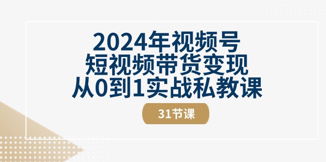 2024年视频号短视频带货变现从0到1实战私教课(30节视频课) - 搞薯条网-搞薯条网