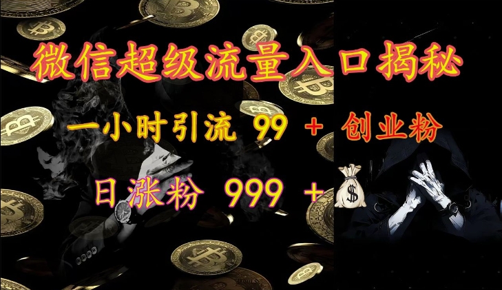 微信超级流量入口揭秘：一小时引流 99 + 创业粉，日涨粉 999 + - 搞薯条网-搞薯条网