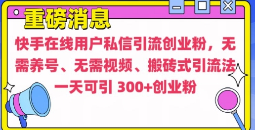 快手最新引流创业粉方法，无需养号、无需视频、搬砖式引流法【揭秘】 - 搞薯条网-搞薯条网