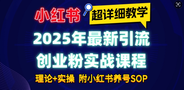 2025年最新小红书引流创业粉实战课程【超详细教学】小白轻松上手，月入1W+，附小红书养号SOP - 搞薯条网-搞薯条网