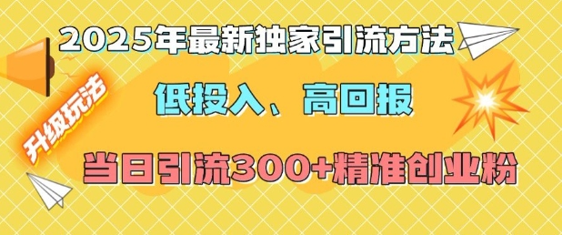 2025年最新独家引流方法，低投入高回报？当日引流300+精准创业粉 - 搞薯条网-搞薯条网