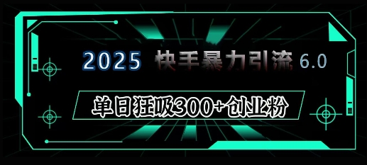 2025年快手6.0保姆级教程震撼来袭，单日狂吸300+精准创业粉 - 搞薯条网-搞薯条网