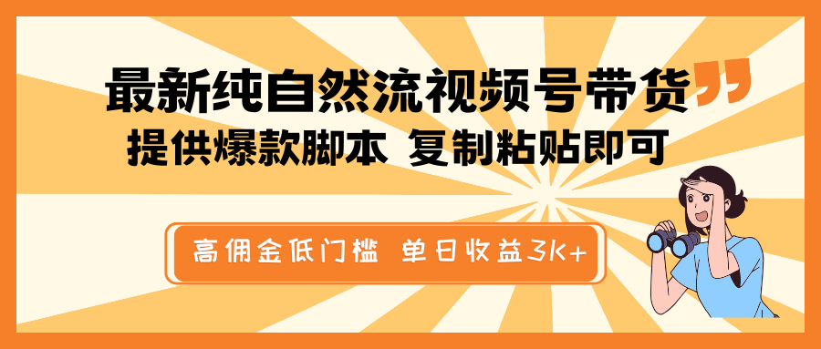 最新纯自然流视频号带货，提供爆款脚本简单 复制粘贴即可，高佣金低门槛，单日收益3K+ - 搞薯条网-搞薯条网