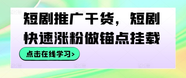 短剧推广干货，短剧快速涨粉做锚点挂载 - 搞薯条网-搞薯条网