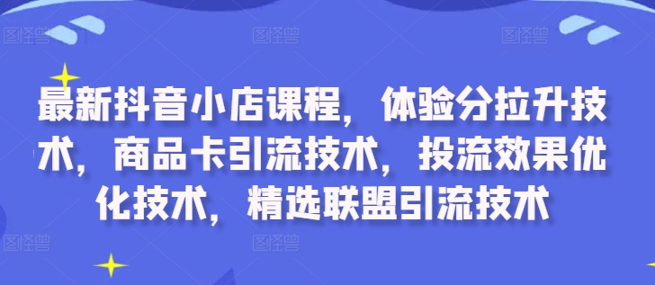 最新抖音小店课程，体验分拉升技术，商品卡引流技术，投流效果优化技术，精选联盟引流技术 - 搞薯条网-搞薯条网