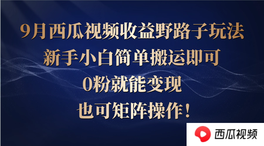 西瓜视频收益野路子玩法，新手小白简单搬运即可，0粉就能变现，也可矩… - 搞薯条网-搞薯条网