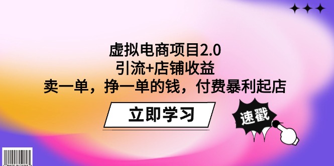 (9645期)虚拟电商项目2.0：引流+店铺收益 卖一单，挣一单的钱，付费暴利起店 - 搞薯条网-搞薯条网