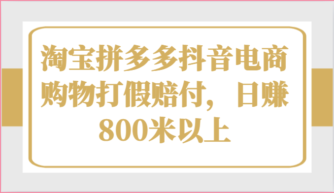 淘宝拼多多抖音电商购物打假赔付，日赚800米以上 - 搞薯条网-搞薯条网