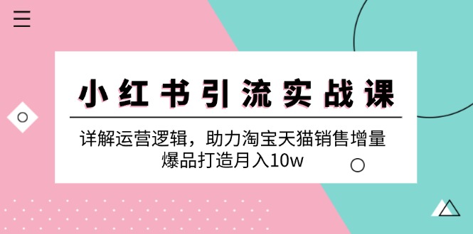 小红书引流实战课：详解运营逻辑，助力淘宝天猫销售增量，爆品打造月入10w - 搞薯条网-搞薯条网