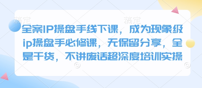 全案IP操盘手线下课，成为现象级ip操盘手必修课，无保留分享，全是干货，不讲废话超深度培训实操 - 搞薯条网-搞薯条网