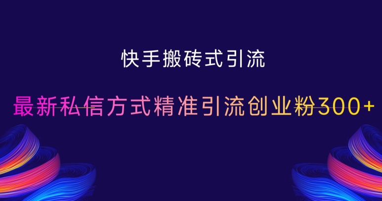 快手搬砖式引流，最新私信方式精准引流创业粉300+ - 搞薯条网-搞薯条网