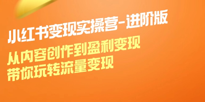 小红书变现实操营进阶版：从内容创作到盈利变现，带你玩转流量变现 - 搞薯条网-搞薯条网