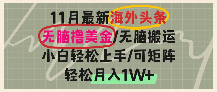 海外头条，无脑搬运撸美金，小白轻松上手，可矩阵操作，轻松月入1W+ - 搞薯条网-搞薯条网