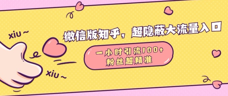 微信版知乎，超隐蔽流量入口1小时引流100人，粉丝质量超高【揭秘】 - 搞薯条网-搞薯条网