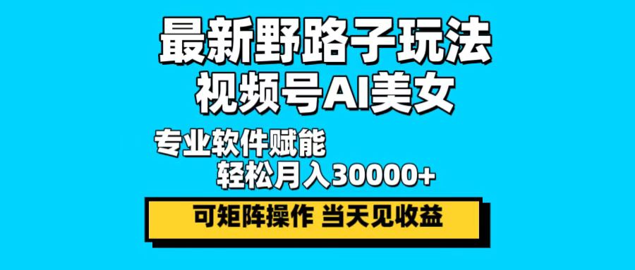 最新野路子玩法，视频号AI美女，当天见收益，轻松月入30000＋ - 搞薯条网-搞薯条网