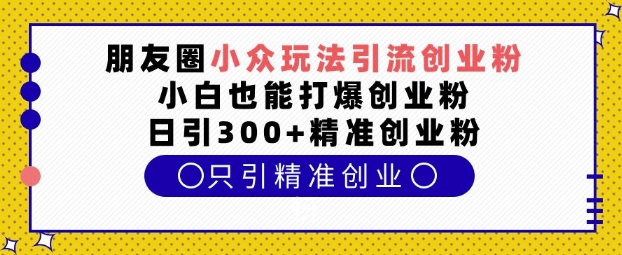 朋友圈小众玩法引流创业粉，小白也能打爆创业粉，日引300+精准创业粉【揭秘】 - 搞薯条网-搞薯条网