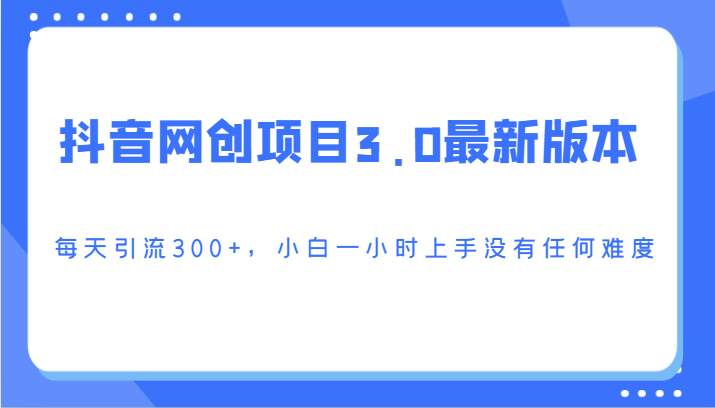 抖音网创项目3.0最新版本，每天引流300+，小白一小时上手没有任何难度 - 搞薯条网-搞薯条网