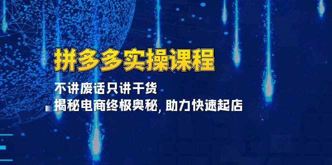 拼多多实操课程：不讲废话只讲干货, 揭秘电商终极奥秘,助力快速起店 - 搞薯条网-搞薯条网