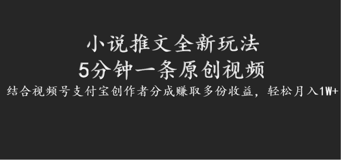 小说推文全新玩法，5分钟一条原创视频，结合视频号支付宝创作者分成赚取多份收益 - 搞薯条网-搞薯条网